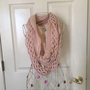Pink knit wrap scarf